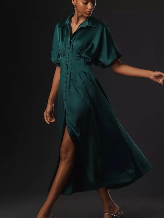 Anthropologie Dresses & Skirts - Anthropologie plus size Exquise Satin Dress in Teal